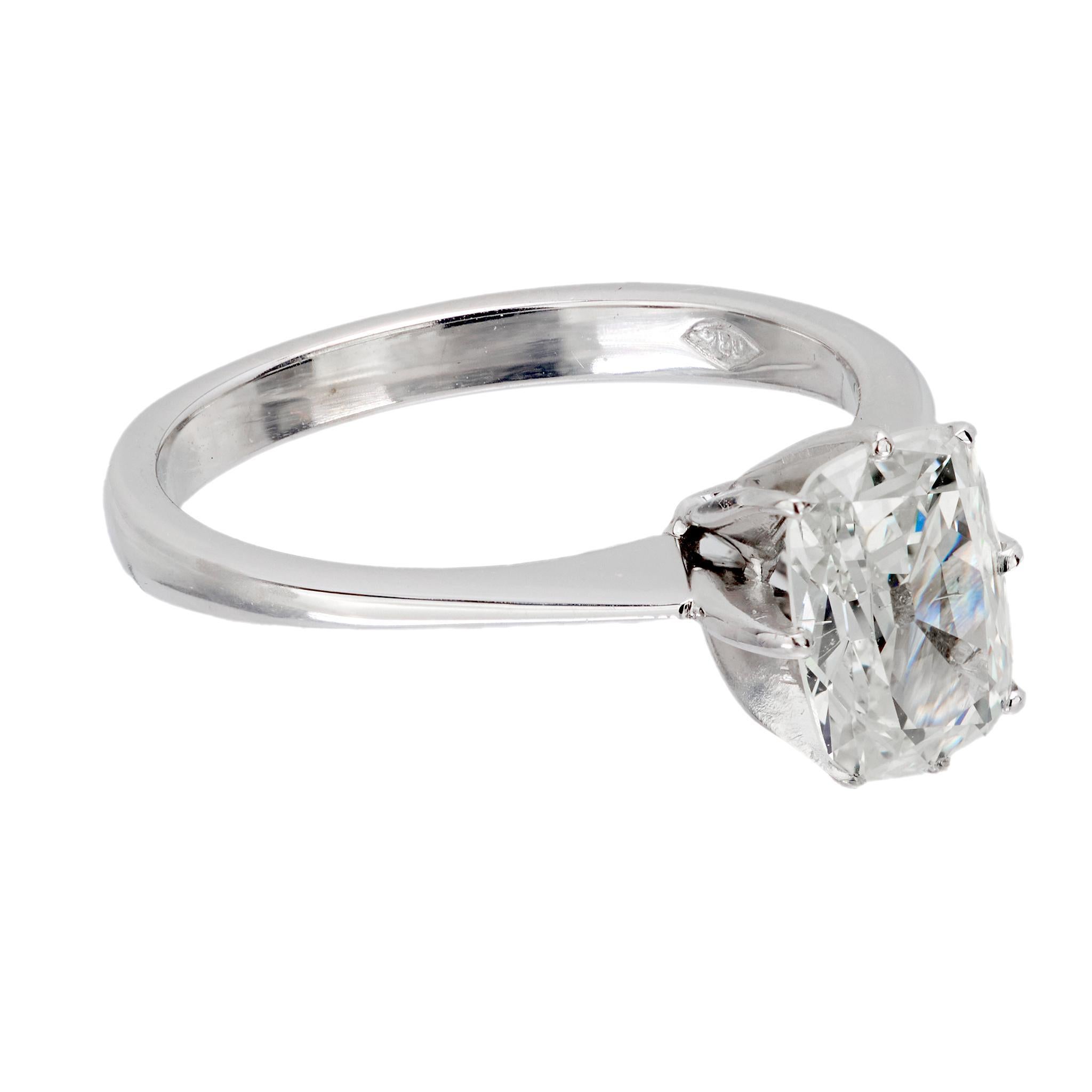 Taglio vecchia miniera Anello di fidanzamento in oro bianco 18k vintage GIA da 1,01 carati con diamante taglio old mine in vendita