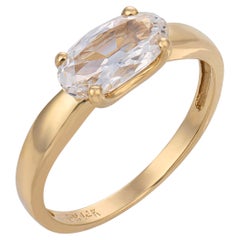 Vintage GIA 1.02 carat east west old mine diamond yellow gold engagement ring