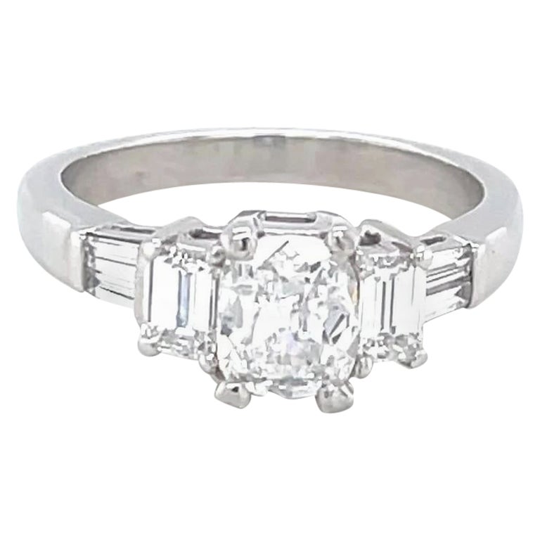 Vintage Platinring, GIA 1,03 Karat Diamant im antiken Kissenschliff