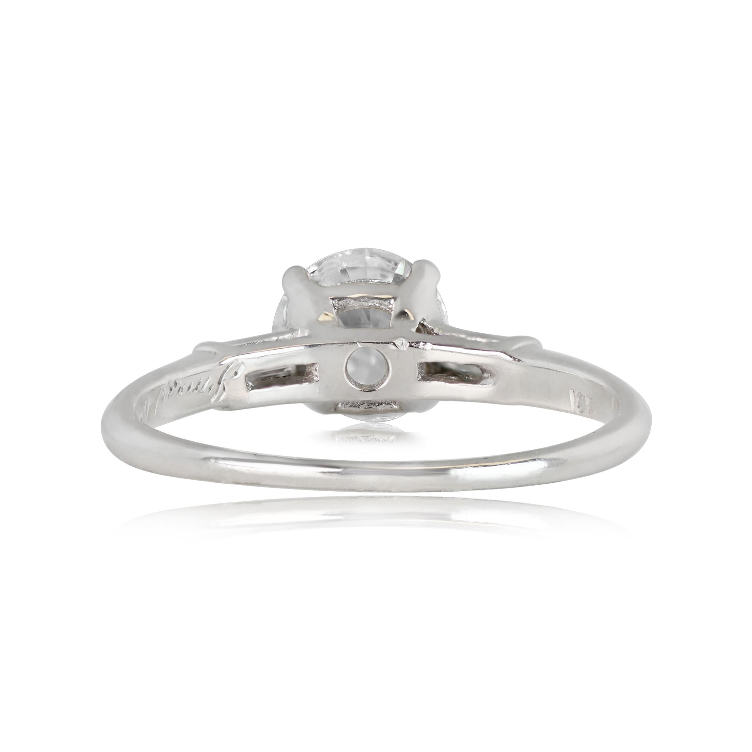 Art Deco Vintage GIA 1.08ct Old European Cut Diamond Engagement Ring, Platinum For Sale