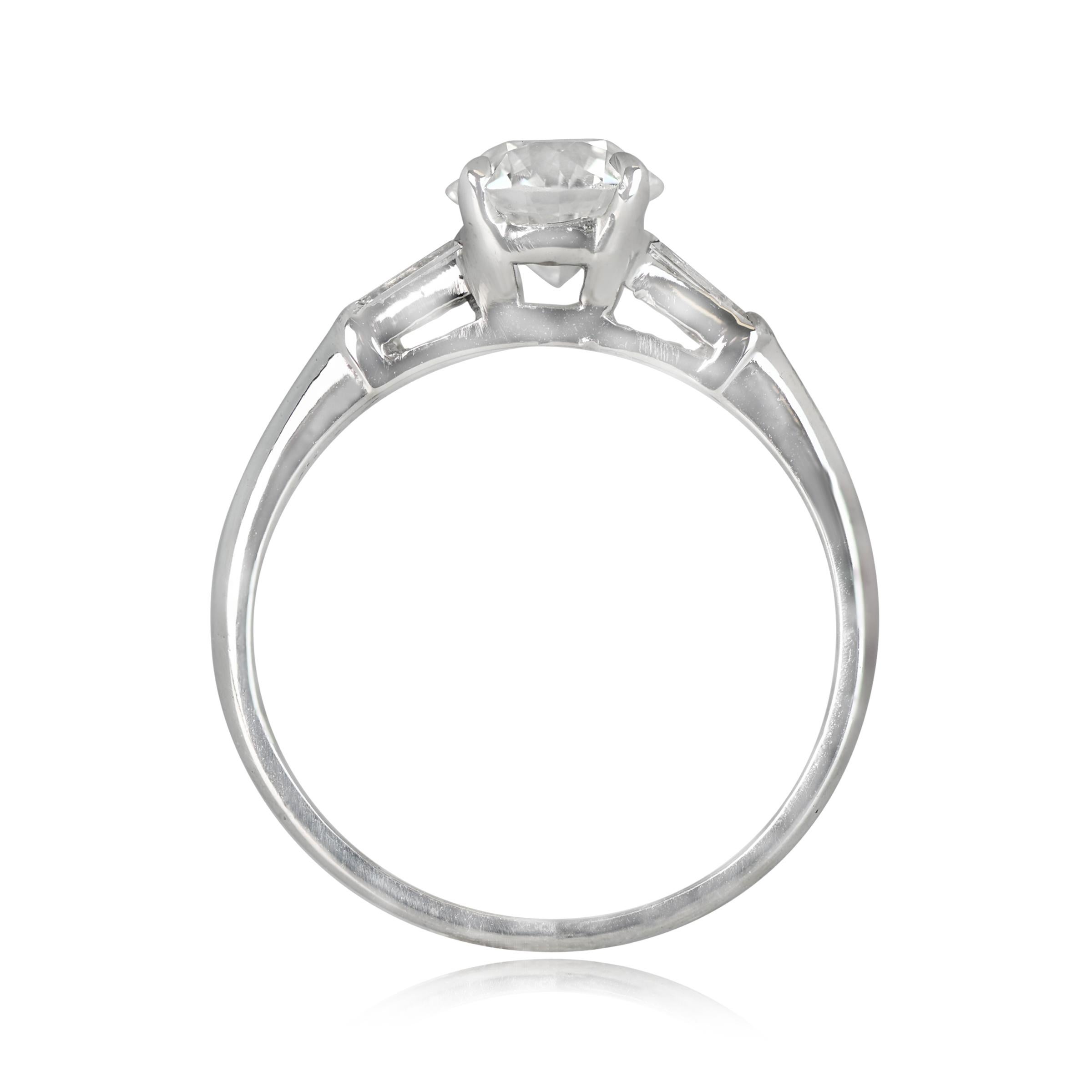 Vintage GIA 1.08ct Old European Cut Diamond Engagement Ring, Platinum In Excellent Condition For Sale In New York, NY