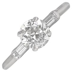 Verlobungsring, Platin, GIA 1,08 Karat Diamant im alteuropäischen Schliff, Vintage