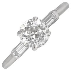 Anello di fidanzamento con diamante antico taglio europeo Vintage GIA 1,08ct, platino