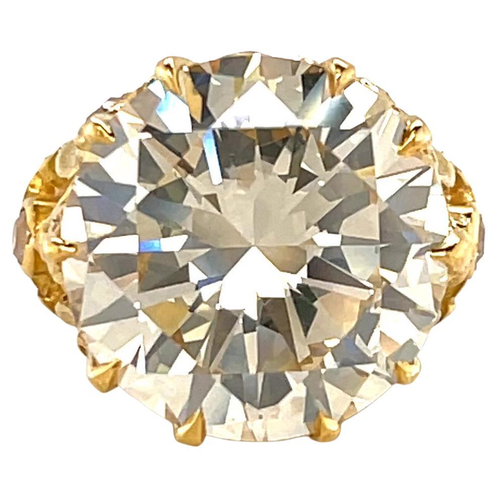 Vintage GIA 10.99 Carat Diamond 18 Karat Gold Solitaire Ring