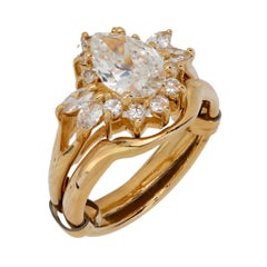 Vintage GIA 1.11 carat pear cut diamond 14k yellow gold ring