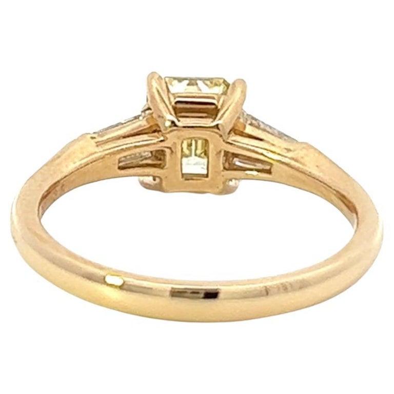 Vintage GIA 1.13 Carats Fancy Yellow Diamond 18 Karat Yellow Gold Ring 1