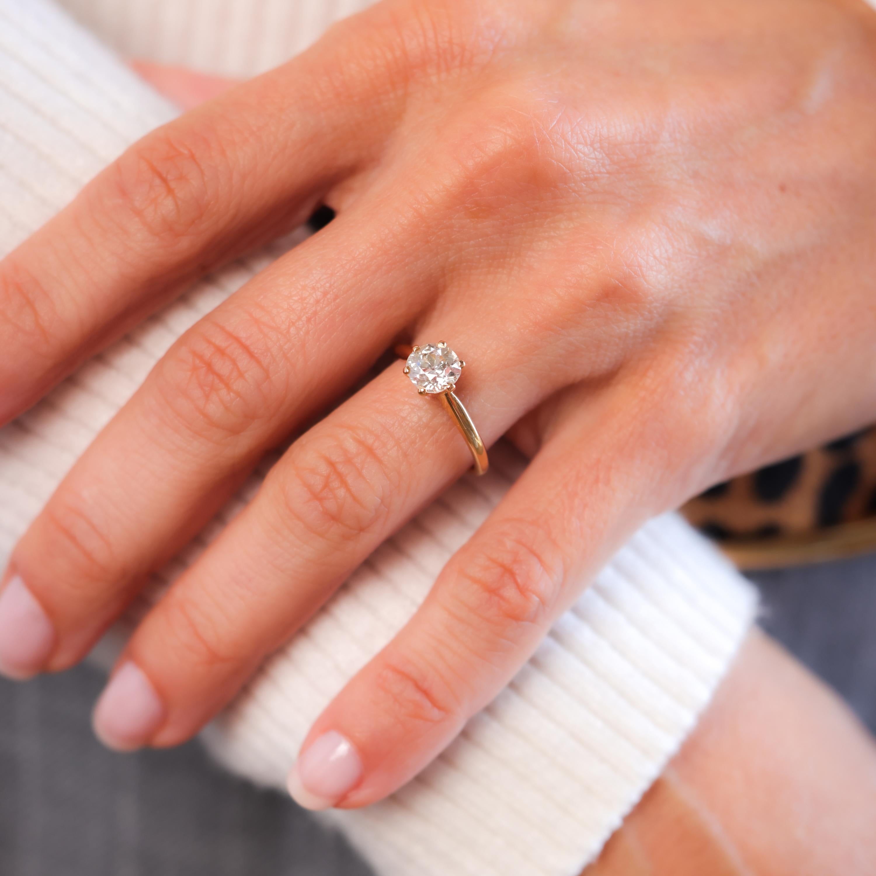 Vintage GIA 1,15 Karat Old European Cut Diamant 14K Gelbgold Verlobungsring (Moderne)