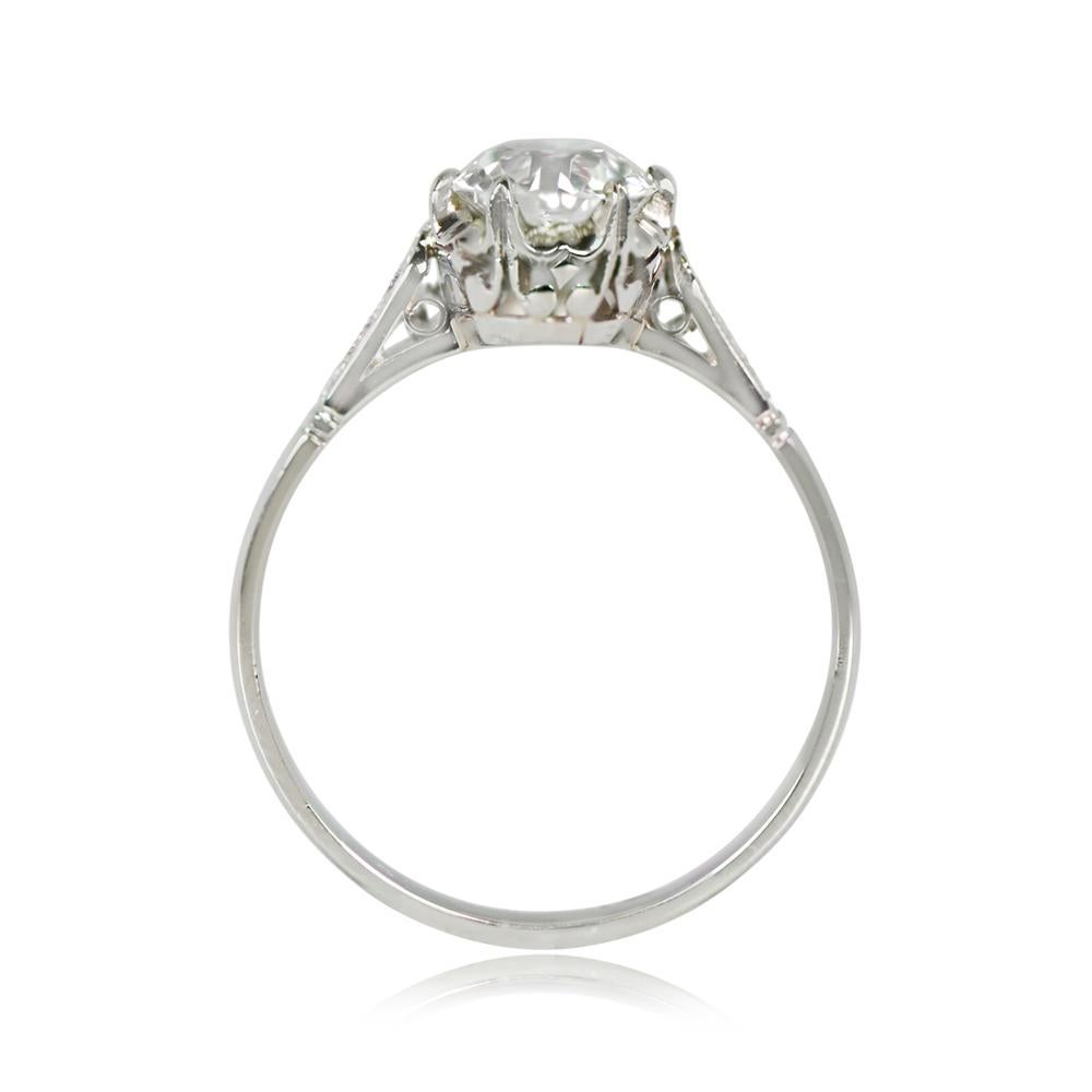 Art Deco Vintage GIA 1.19ct Old European Cut Diamond Solitaire Engagement Ring, Platinum For Sale