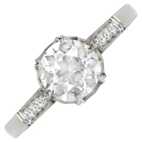 Vintage GIA 1.19ct Old European Cut Diamond Solitaire Engagement Ring, Platinum For Sale
