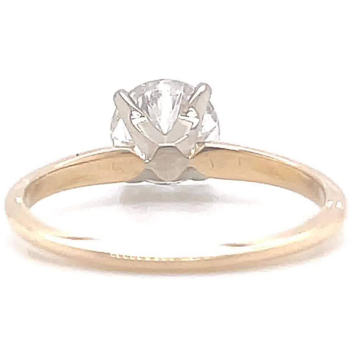 Women's Vintage GIA 1.24 Carat Round Brilliant Diamond Gold Solitaire Engagement Ring