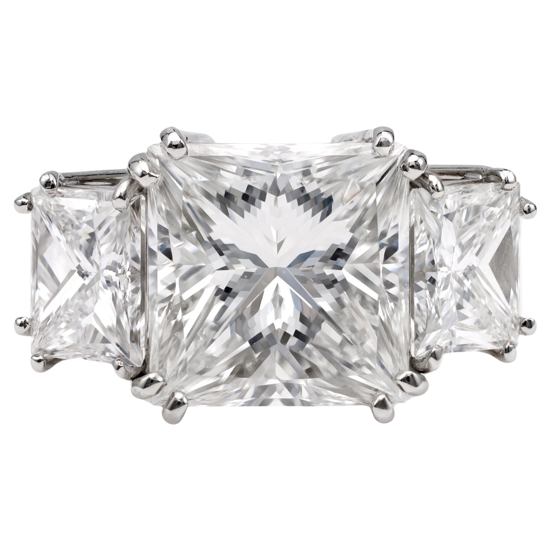 Vintage GIA 12,47 Karat Gesamtgewicht Diamant Platin Ring mit drei Steinen, Vintage