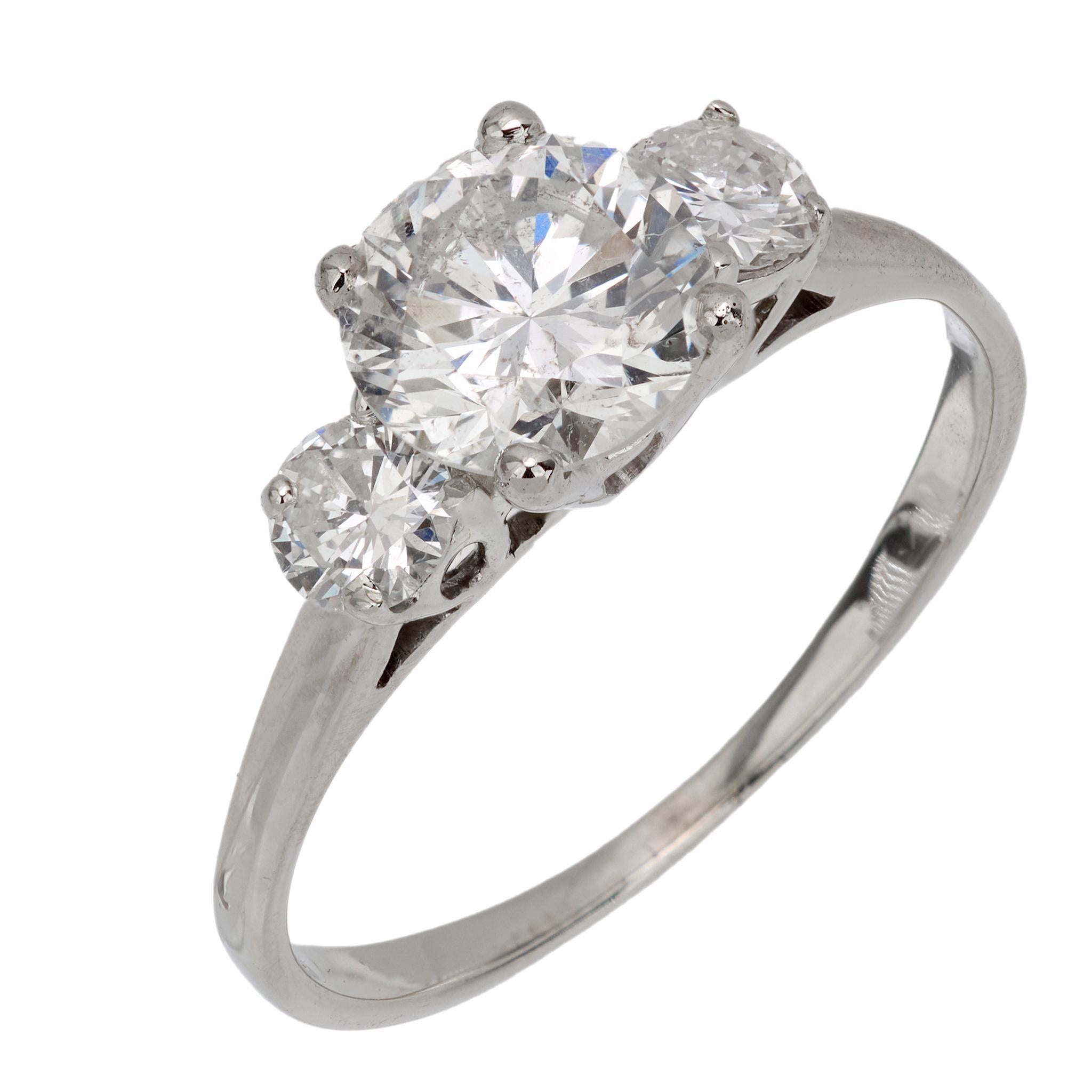 Vintage GIA 1.25 carat diamond 18k white gold engagement ring