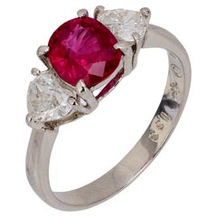 Vintage GIA 1.33 carat ruby diamond platinum ring