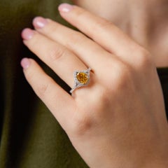 Vintage GIA 1.40 carat fancy intense orange-yellow diamond engagement ring