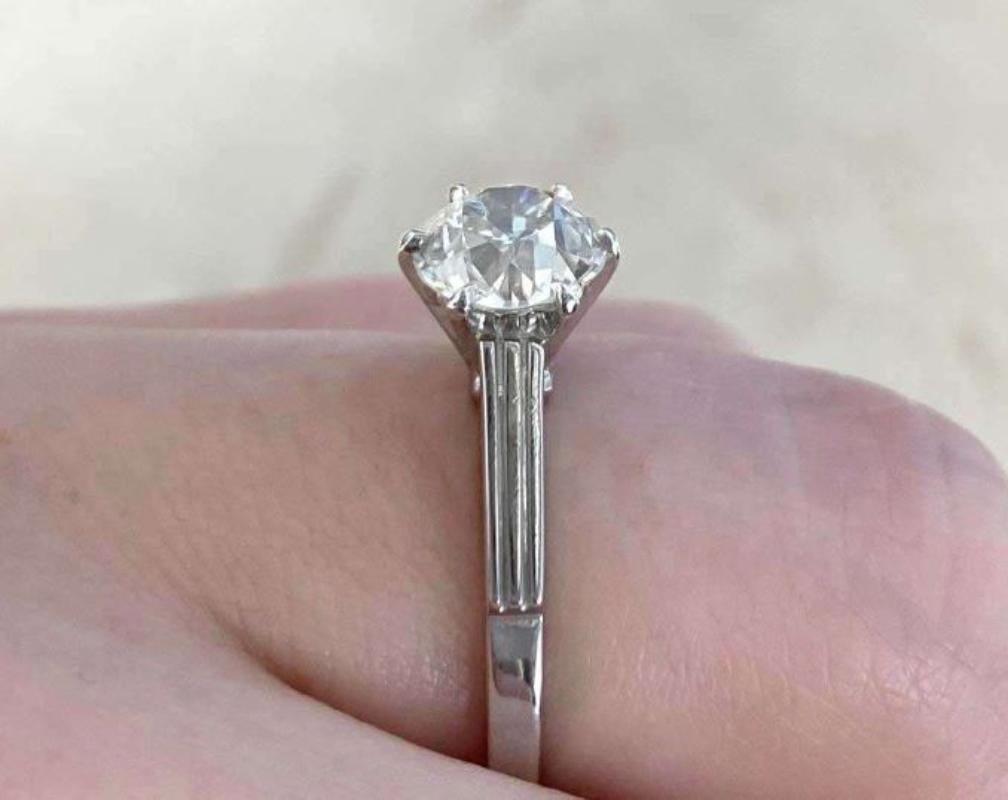 Vintage GIA 1.45ct Old European Cut Diamond Engagement Ring, 18k White Gold For Sale 1
