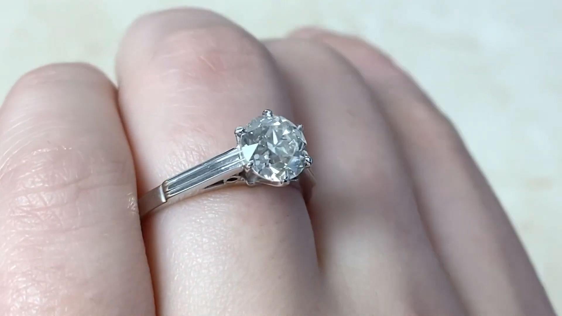 Women's Vintage GIA 1.45ct Old European Cut Diamond Engagement Ring, 18k White Gold