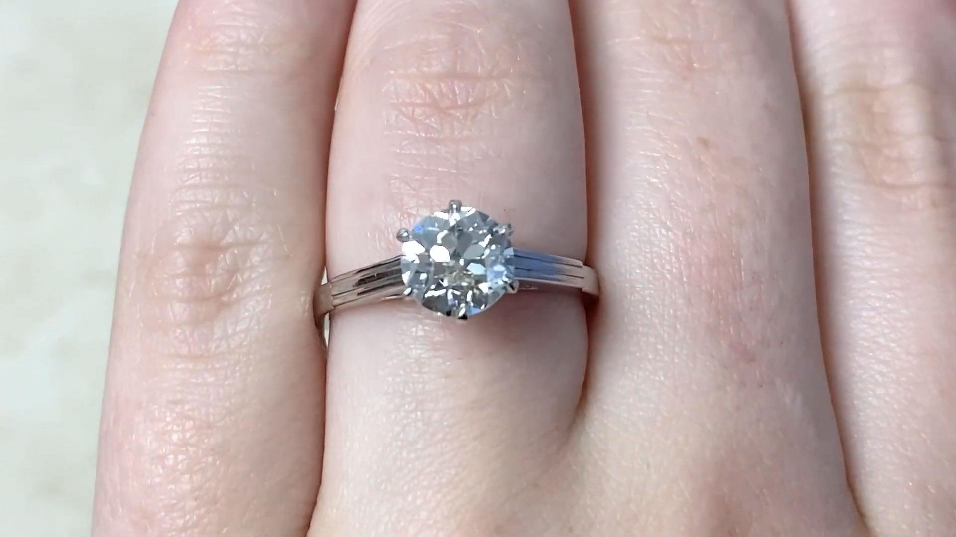 Vintage GIA 1.45ct Old European Cut Diamond Engagement Ring, 18k White Gold 1