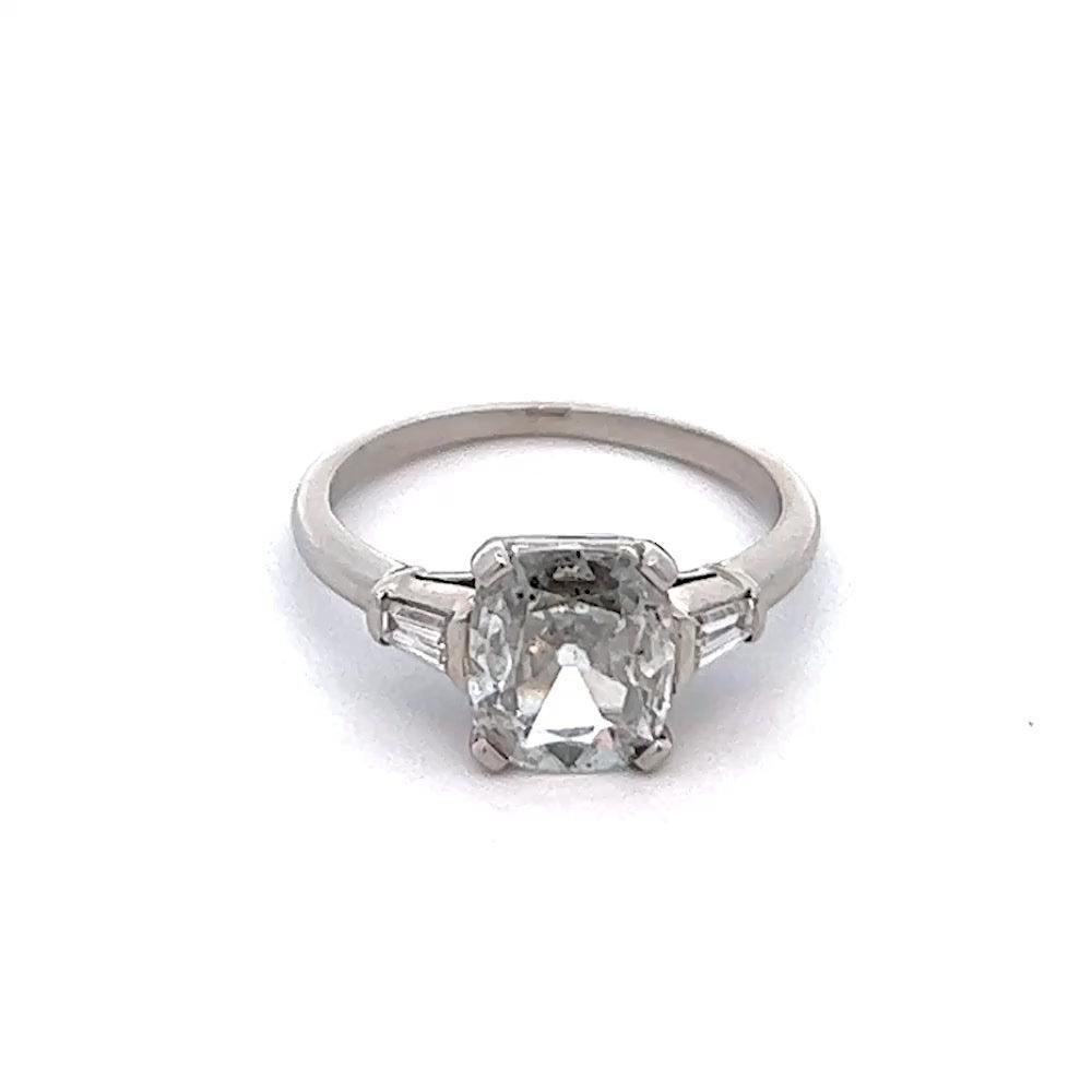 Vintage GIA 1.47 Carat Old Mine Cut Diamond Platinum Ring For Sale 1