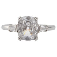 Bague vintage en platine avec diamant taille vieille mine de 1,47 carat certifié GIA