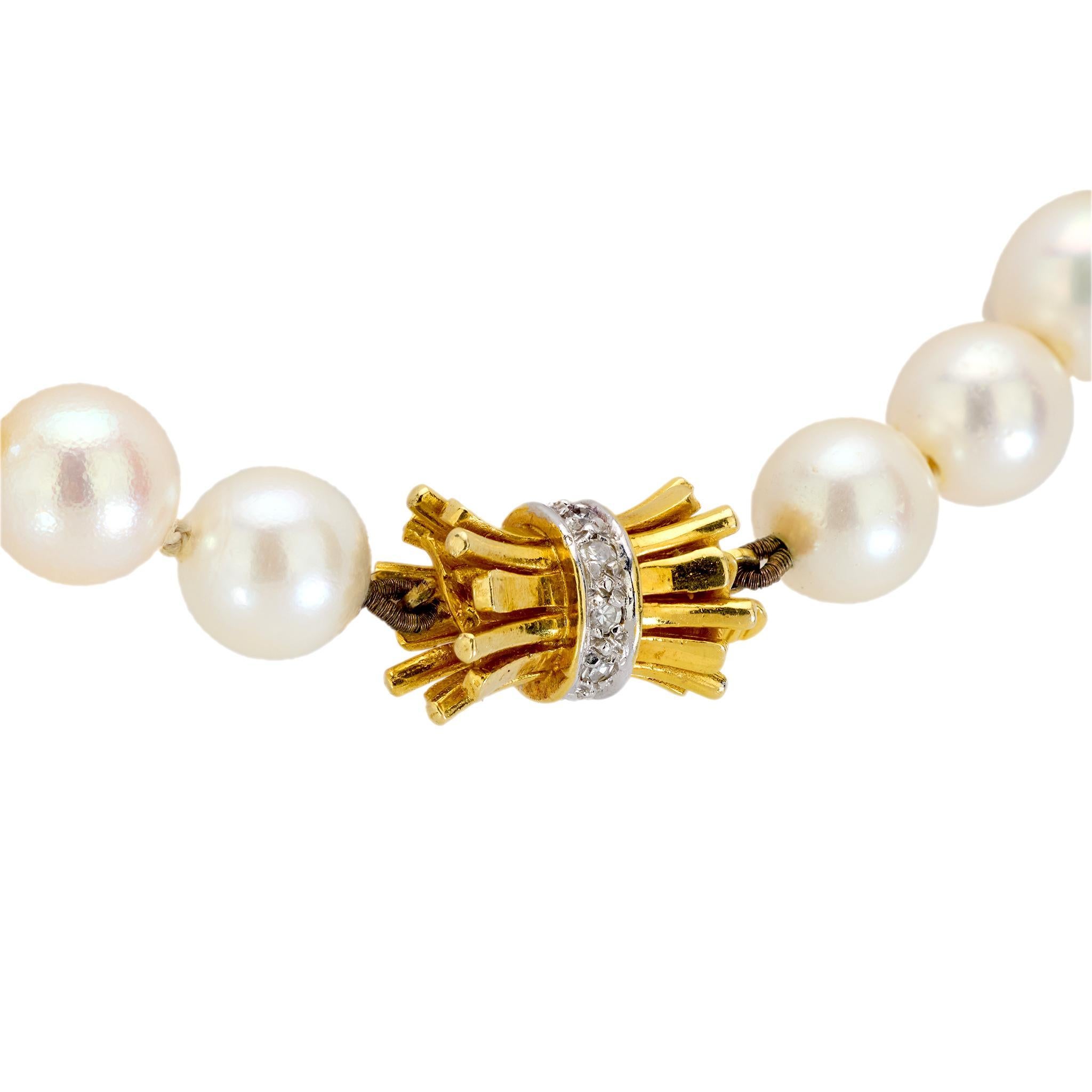 Modern Vintage GIA 14.80 carat sapphire diamond pearl 18k yellow gold necklace