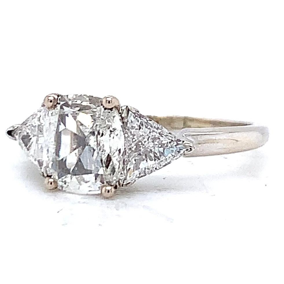 Women's or Men's Vintage GIA 1.51 Carat Cushion Cut Diamond White Gold Engagement Ring