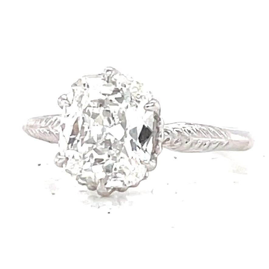 Vintage GIA 1.52 Carat Antique Cushion Cut Diamond 18K Gold Engagement Ring 1