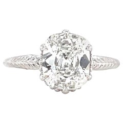 Vintage GIA 1.52 Carat Antique Cushion Cut Diamond 18K Gold Engagement Ring