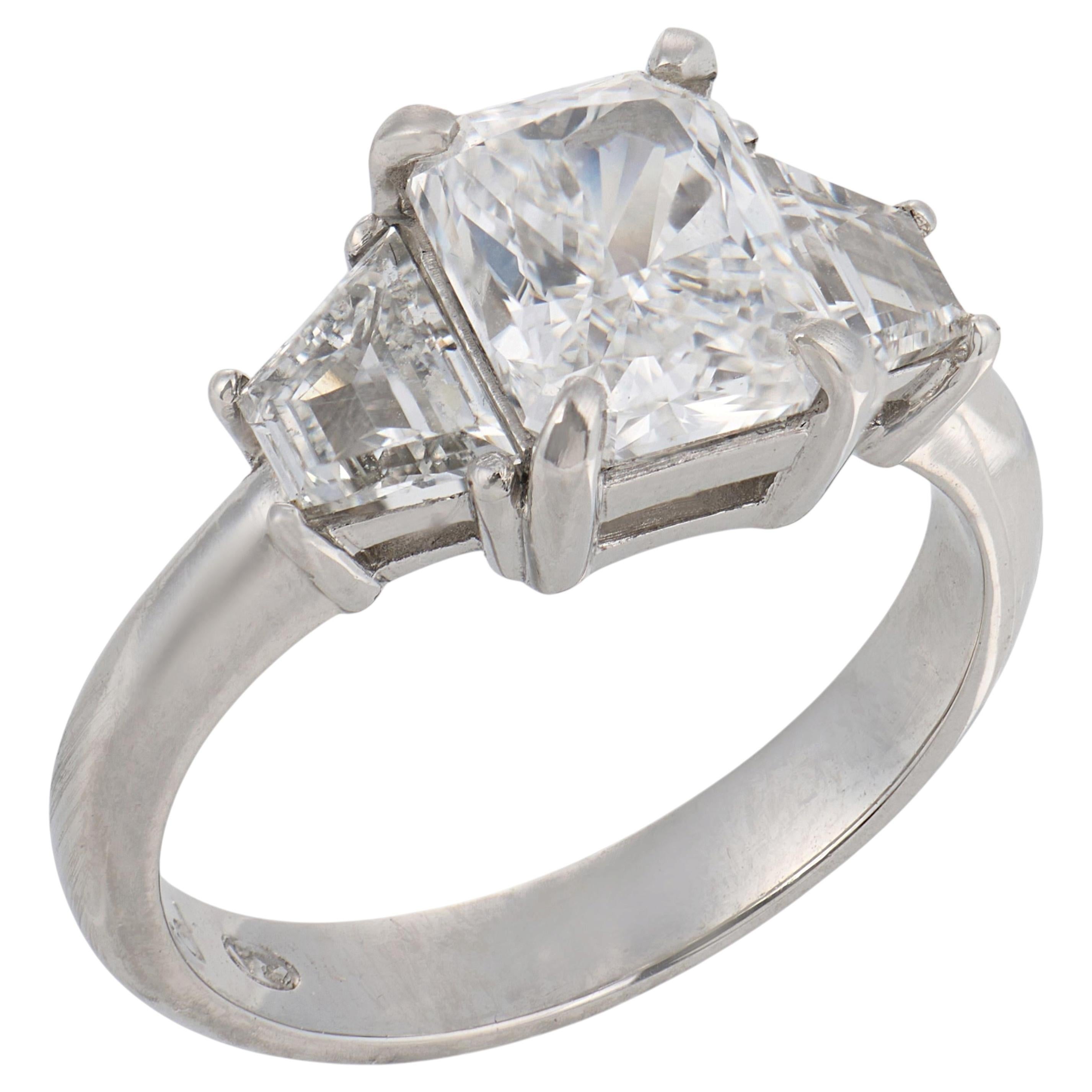 Vintage GIA 1.53 carat diamond platinum engagement ring