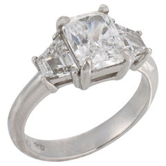 Vintage GIA 1.53 carat diamond platinum engagement ring