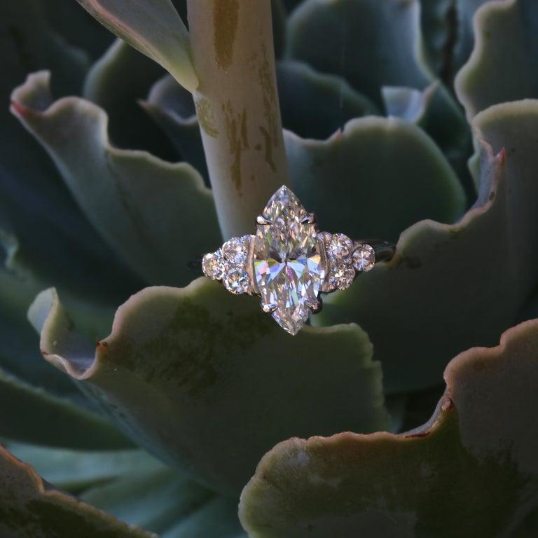 A shapely, elegant marquise cut diamond, attractive to the eye and appropriate as an engagement ring or for your collection, to be worn at any fun place. A perfect ring for a lady with character and elegance. Featuring a GIA certified 1.53 carat