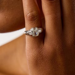 Vintage GIA 1.55 carat old mine cut diamond platinum engagement ring