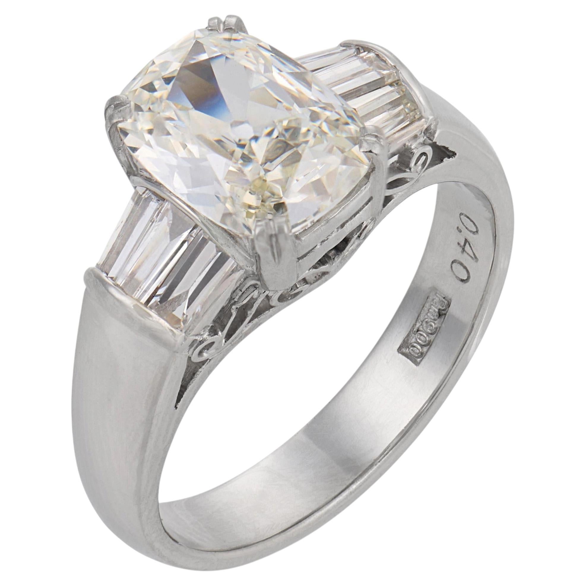 Vintage GIA 1.55 carat old mine cut diamond platinum engagement ring
