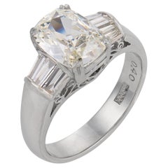 Vintage GIA 1.55 carat old mine cut diamond platinum engagement ring