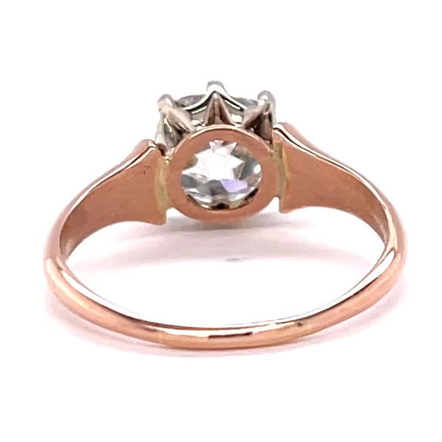 Vintage GIA 1.62 Carat Old Mine Cut Diamond Rose Gold Solitaire Engagement Ring 1