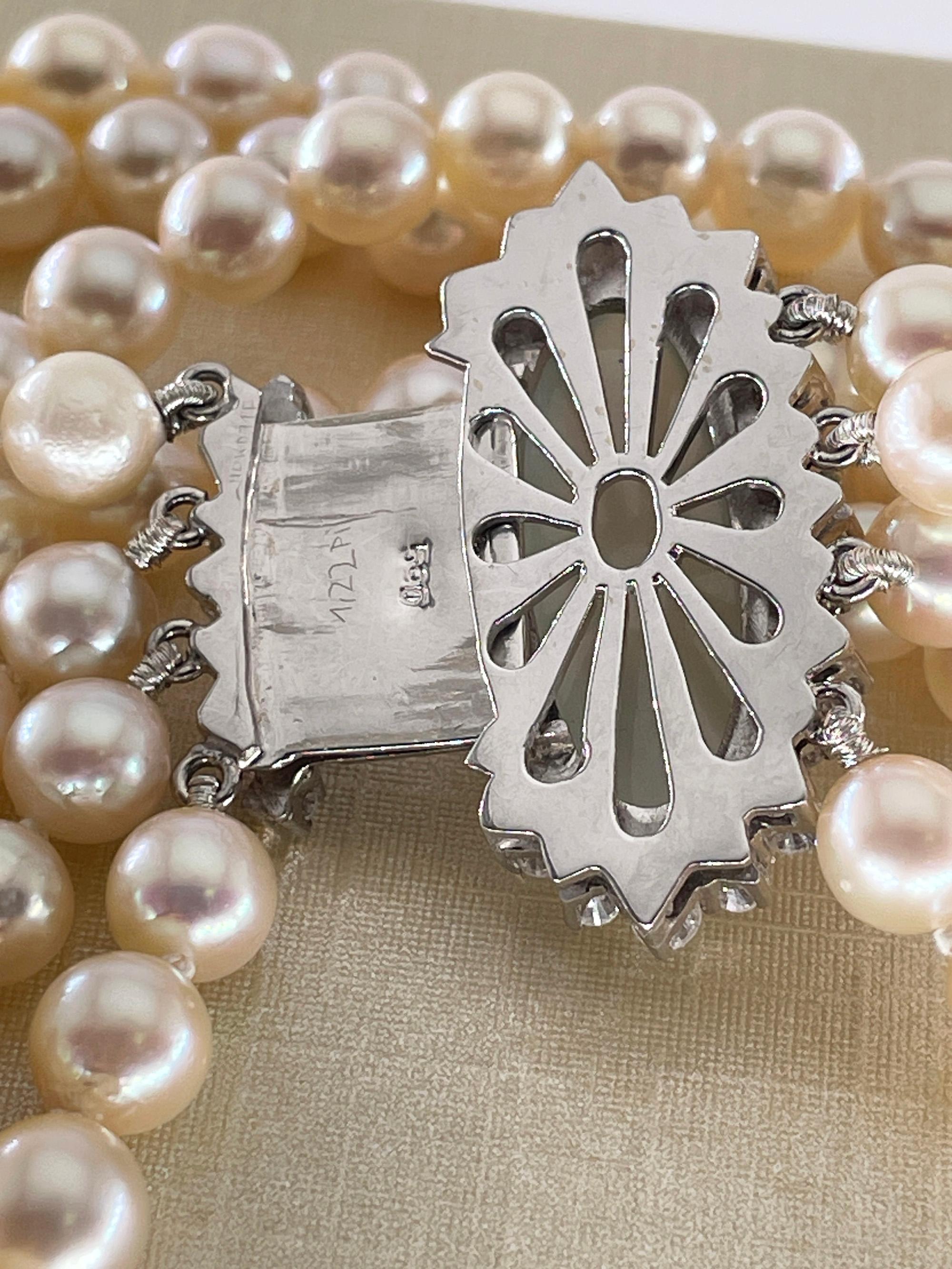 Vintage GIA 16.50ctw Cat's-Eye Moonstone Diamond Cultured Pearl 4 Strands 14KWG For Sale 8