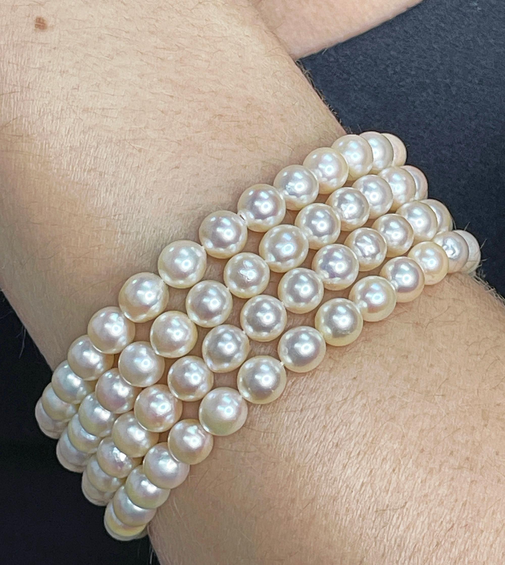 Vintage GIA 16.50ctw Cat's-Eye Moonstone Diamond Cultured Pearl 4 Strands 14KWG For Sale 10