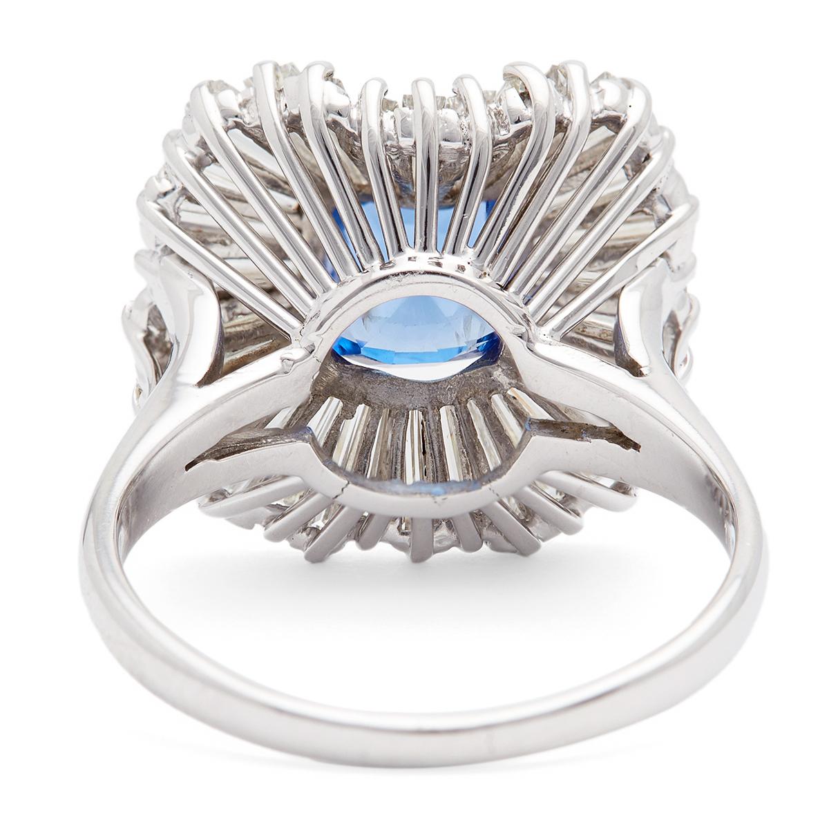 Women's or Men's Vintage GIA 1.87 Carat Burma No Heat Sapphire and Diamond 14k White Gold Balleri