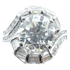 Vintage GIA 1.89ct Round Brilliant Cut Diamond Ballerina Ring in 20K White Gold