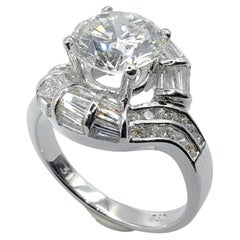 Vintage GIA 1.89ct Round Brilliant Cut Diamond Ballerina Ring in 20K White Gold