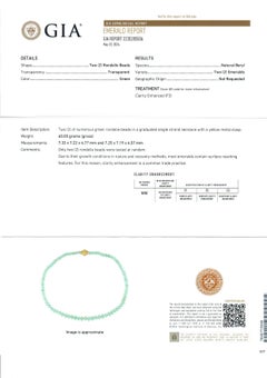 Vintage GIA 200ctw Rondelle Emerald Strand Necklace w/ 18k Yellow Gold Clasp