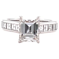 Vintage GIA 2.01 Carat Emerald Cut Diamond Platinum Ring