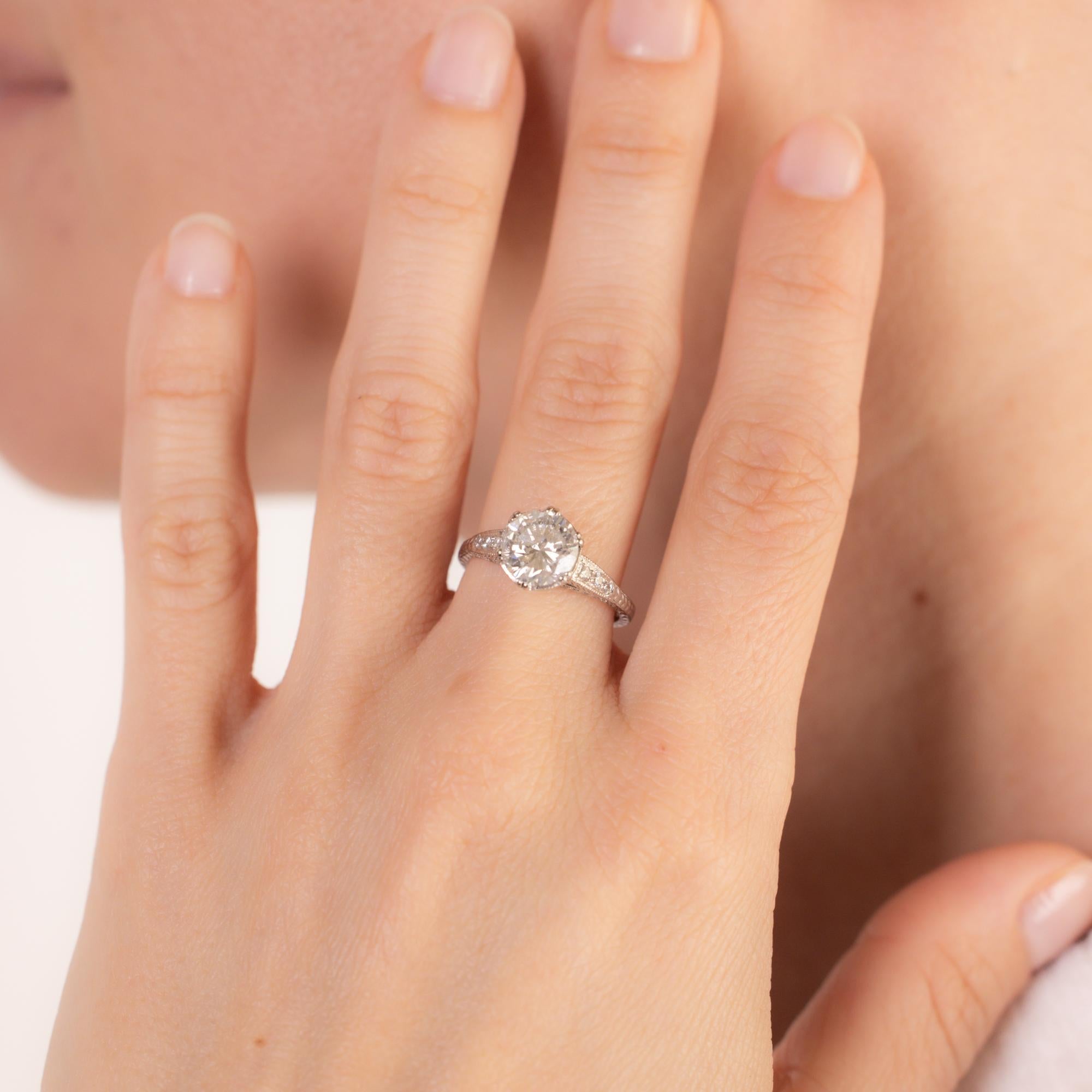 Brilliant Cut Vintage GIA 2.03 carat diamond platinum engagement ring
