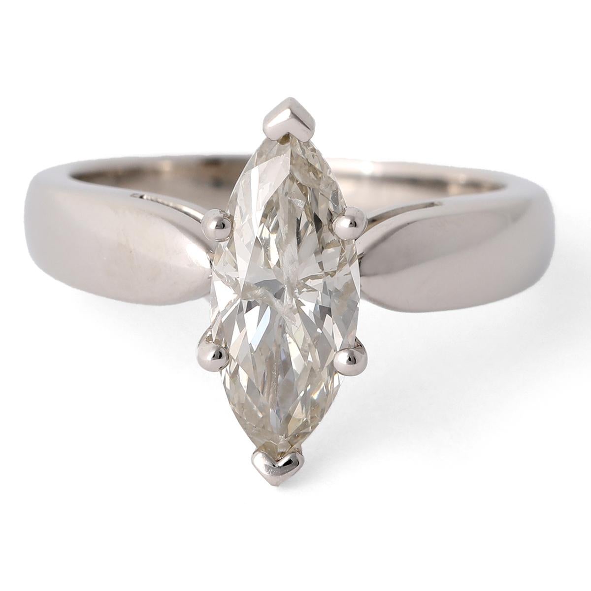 Vintage GIA 2.03 Carats Marquise Cut Diamond Platinum Solitaire Ring