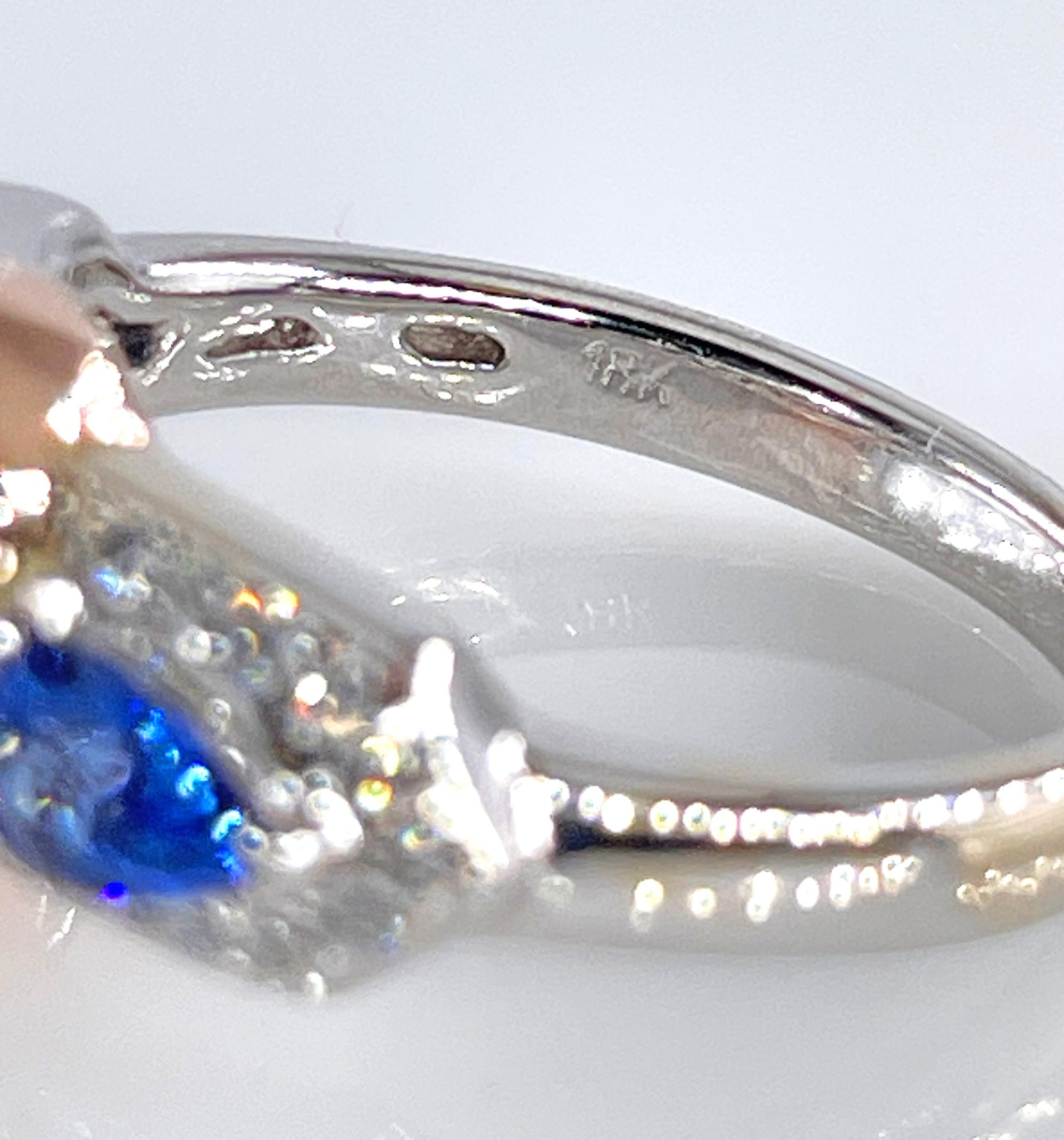 Vintage GIA 2.10ctw Unheated Pink Blue Sapphire & Pink White Diamond 18KWRG Ring In Good Condition For Sale In New York, NY