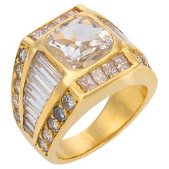 Vintage GIA 2,11 Karat alter Minenschliff Diamant 18k Gelbgold Ring