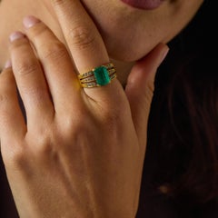 Vintage GIA 2.15 carat Colombian emerald diamond 18k yellow gold ring