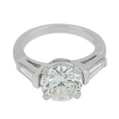 Vintage GIA 2.18 carat round brilliant cut diamond platinum ring