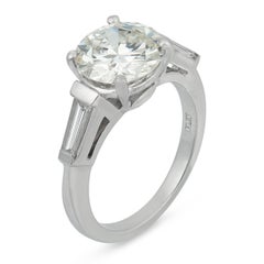 Vintage GIA 2.18 carat round brilliant cut diamond platinum ring