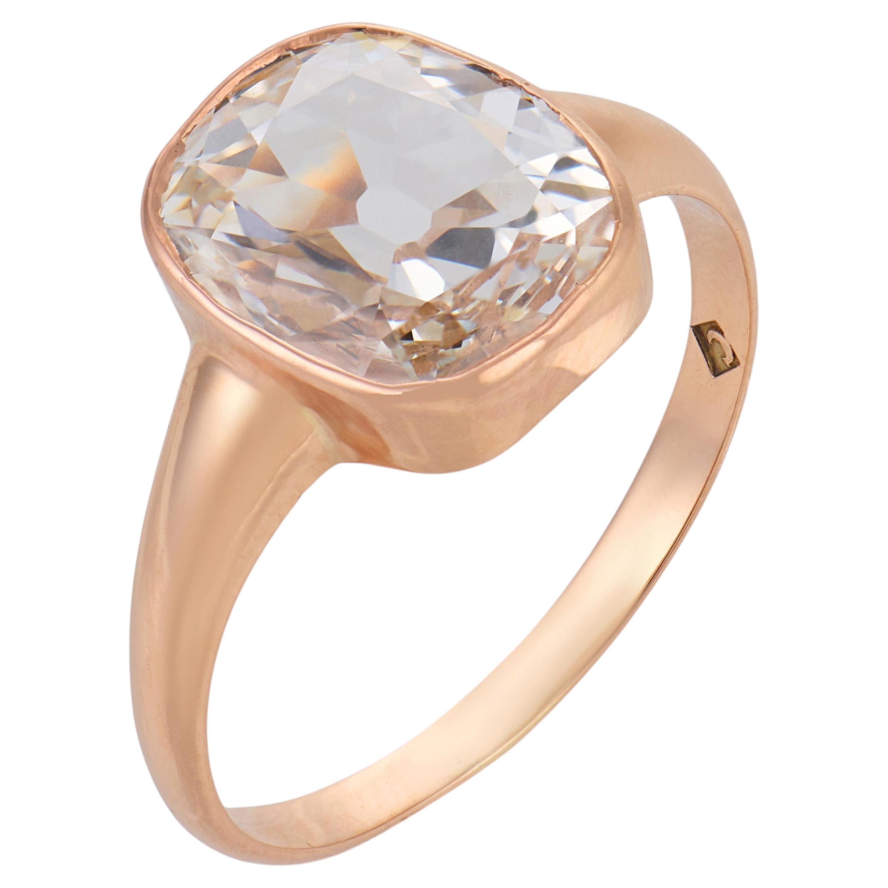 Vintage GIA 2,26 Karat Diamant 10k Rose Gold Lünette Ring im Angebot