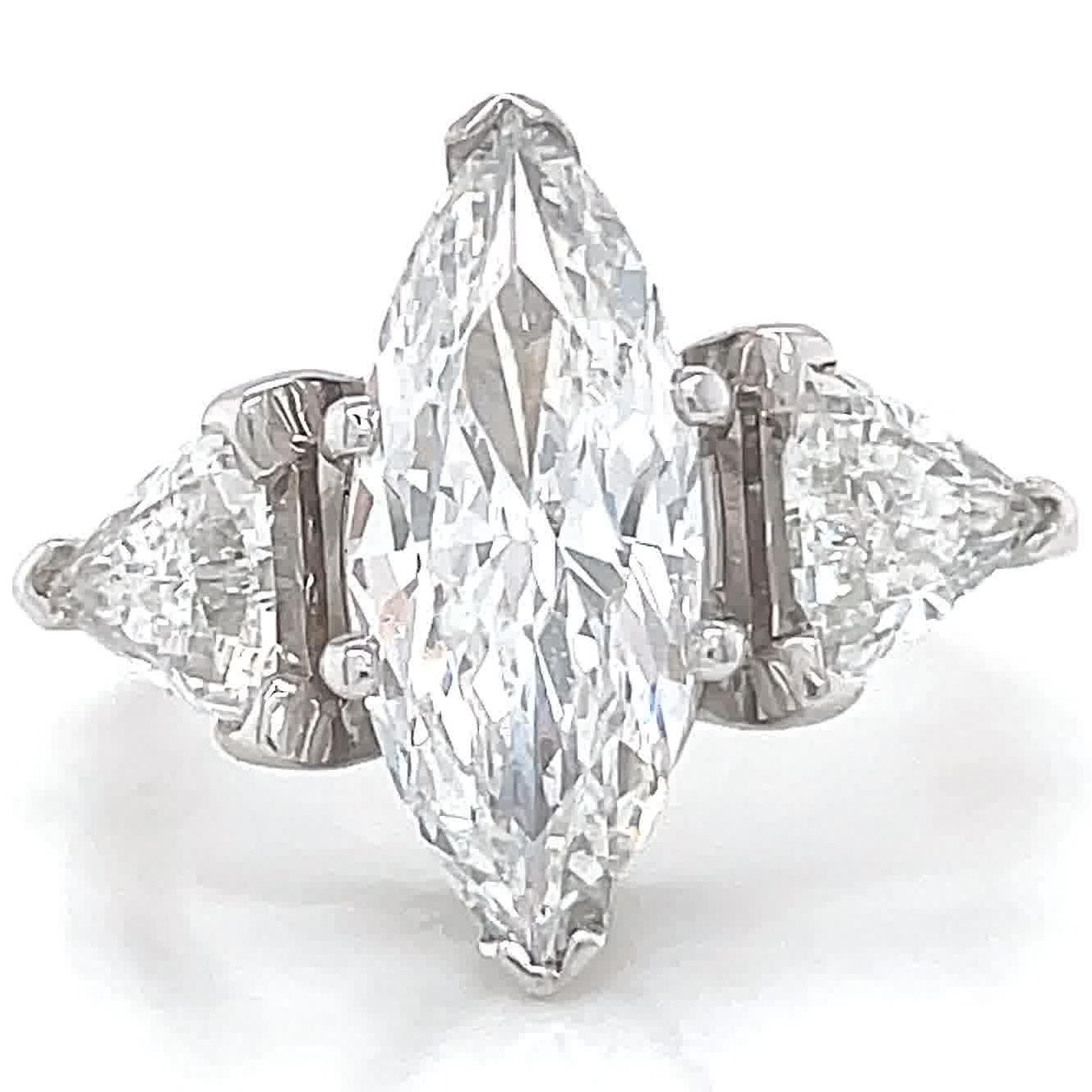 Marquise Cut Vintage GIA 2.33 Carat Marquise Diamond White Gold Engagement Ring